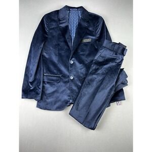 Isaac Mizrahi Boys 14‎ SLIM Blue Velvet Suit Jacket & Pants NEW With Tags (Read)